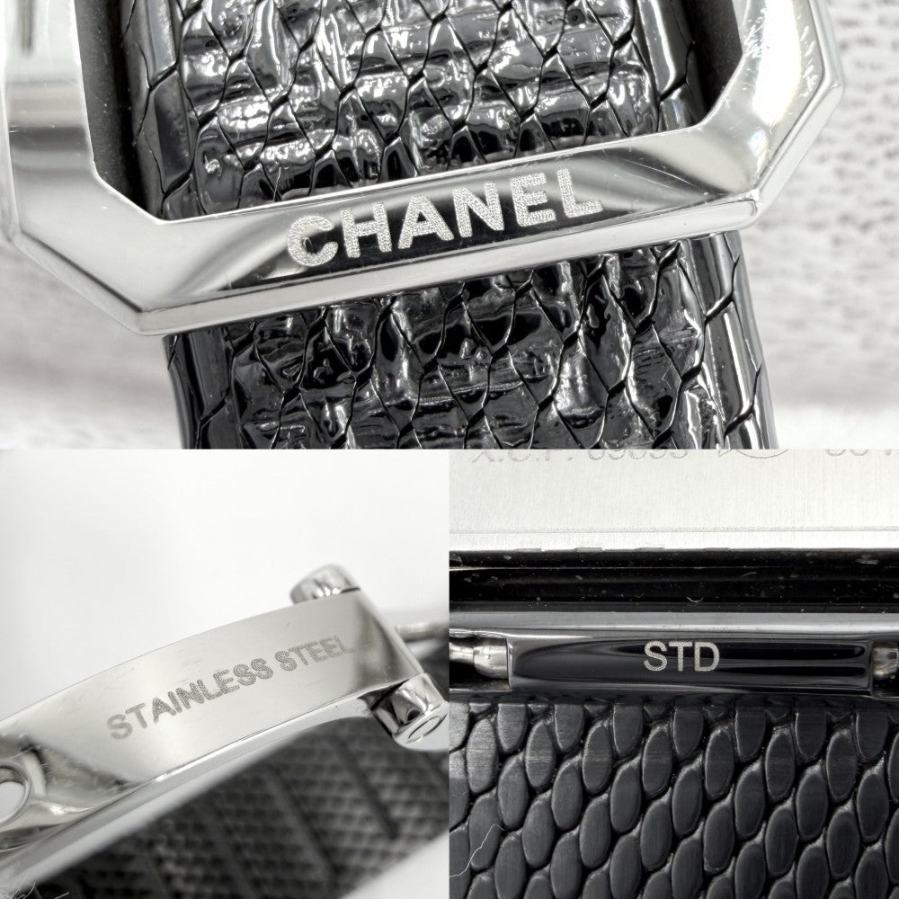 CHANEL シャネル 腕時計 ボーイフレンド ツイード ブラック文字盤 QZ H5317 クオーツ ステンレススチール シルバー ブラック 黒 レディース【中古品】