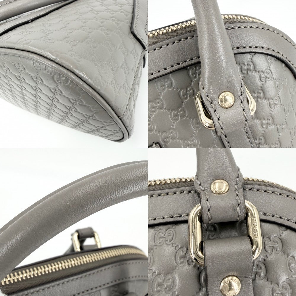 【開店SALE】 GUCCI グッチ 2WAY マイクログッチシマ ハンドバッグ ショルダーバッグ 449654 グレー ゴールド金具 レディース【中古品】
