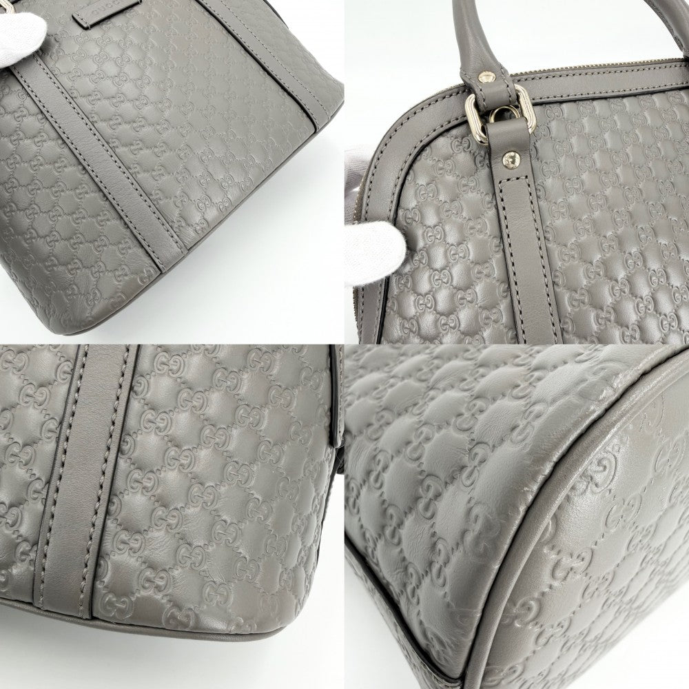 【開店SALE】 GUCCI グッチ 2WAY マイクログッチシマ ハンドバッグ ショルダーバッグ 449654 グレー ゴールド金具 レディース【中古品】