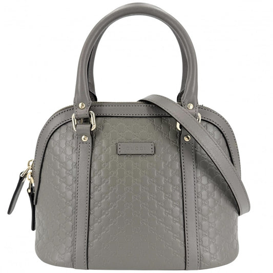 【開店SALE】 GUCCI グッチ 2WAY マイクログッチシマ ハンドバッグ ショルダーバッグ 449654 グレー ゴールド金具 レディース【中古品】