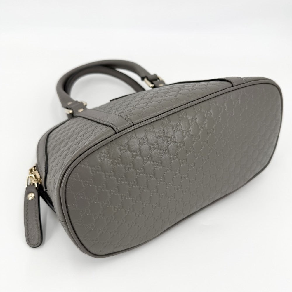 【開店SALE】 GUCCI グッチ 2WAY マイクログッチシマ ハンドバッグ ショルダーバッグ 449654 グレー ゴールド金具 レディース【中古品】