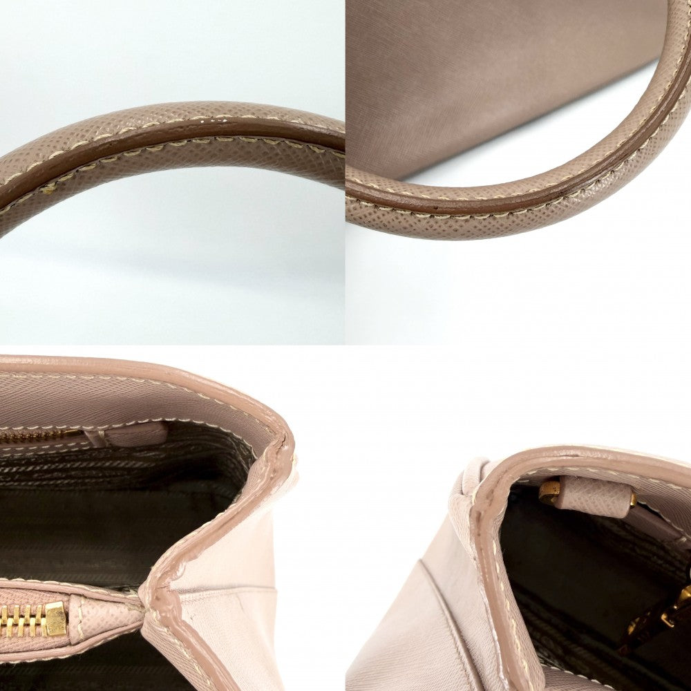 PRADA プラダ 2WAY ガレリア ミディアム ハンドバッグ ショルダーバッグ トライアングルロゴ BN1874 レザー ピンクベージュ ゴールド金具 レディース【中古品】