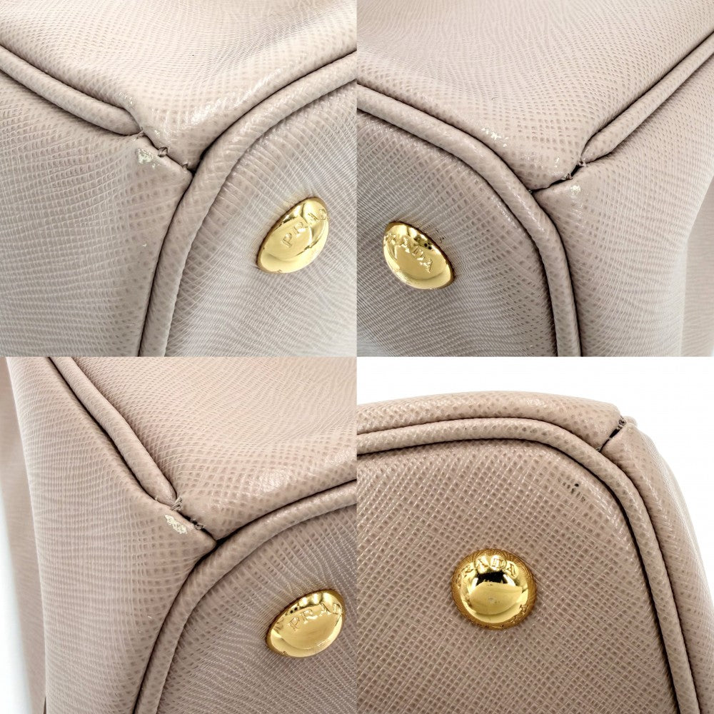 PRADA プラダ 2WAY ガレリア ミディアム ハンドバッグ ショルダーバッグ トライアングルロゴ BN1874 レザー ピンクベージュ ゴールド金具 レディース【中古品】