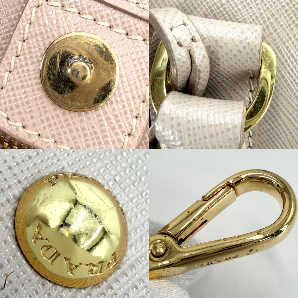 PRADA プラダ 2WAY ガレリア ミディアム ハンドバッグ ショルダーバッグ トライアングルロゴ BN1874 レザー ピンクベージュ ゴールド金具 レディース【中古品】