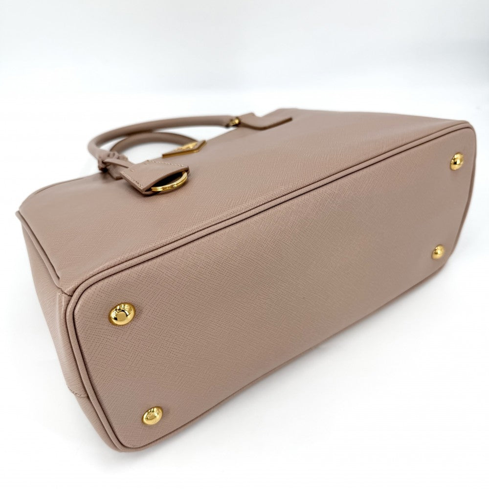 PRADA プラダ 2WAY ガレリア ミディアム ハンドバッグ ショルダーバッグ トライアングルロゴ BN1874 レザー ピンクベージュ ゴールド金具 レディース【中古品】