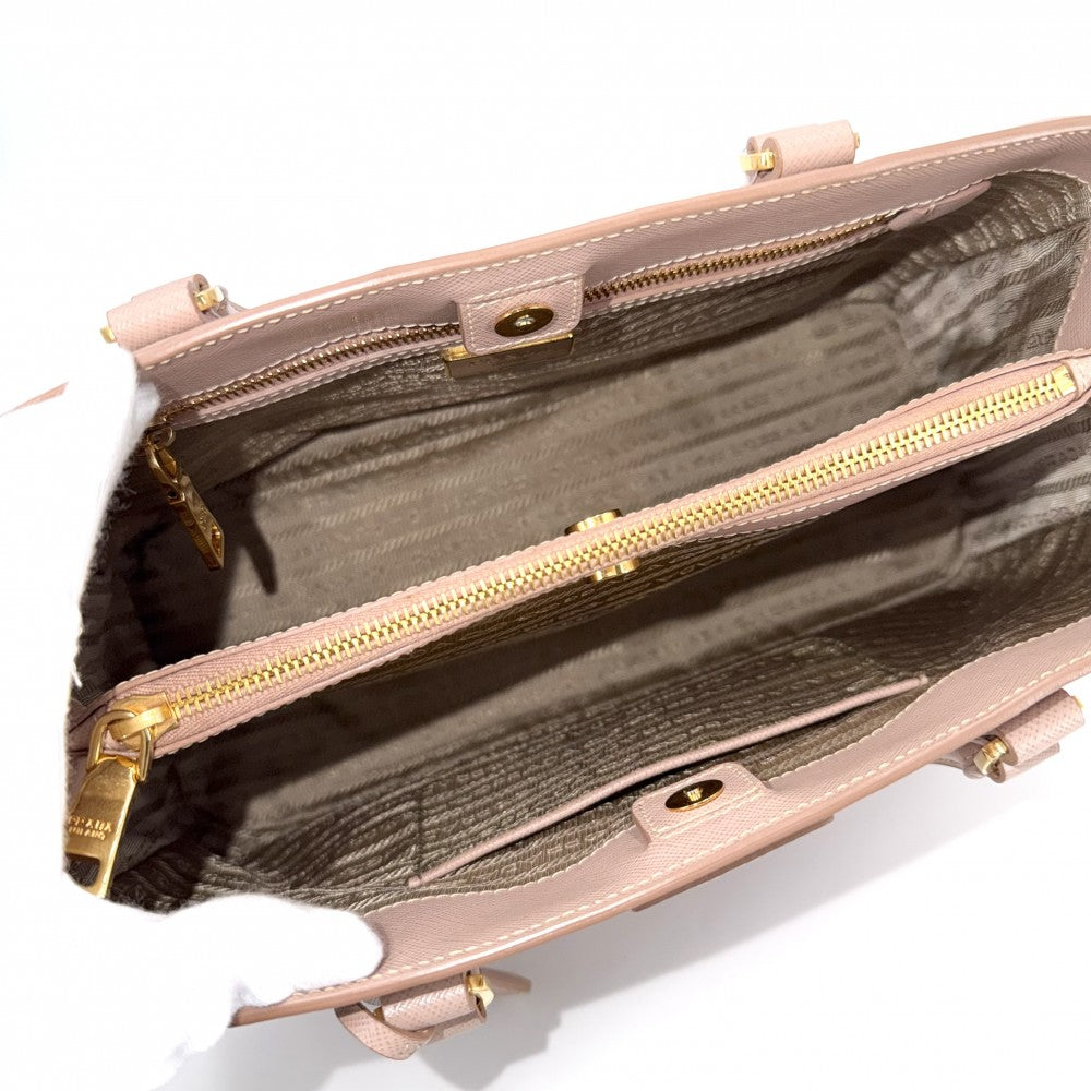 PRADA プラダ 2WAY ガレリア ミディアム ハンドバッグ ショルダーバッグ トライアングルロゴ BN1874 レザー ピンクベージュ ゴールド金具 レディース【中古品】
