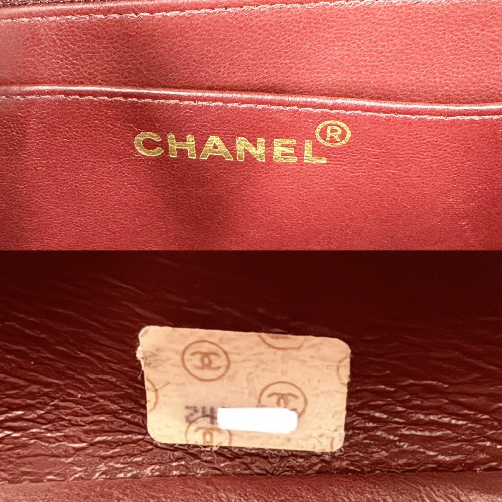 CHANEL シャネル ショルダーバッグ デカマトラッセ34 ココマーク ダブルチェーン ターンロック ラムスキン ブラック 黒 ゴールド金具 レディース【中古品】