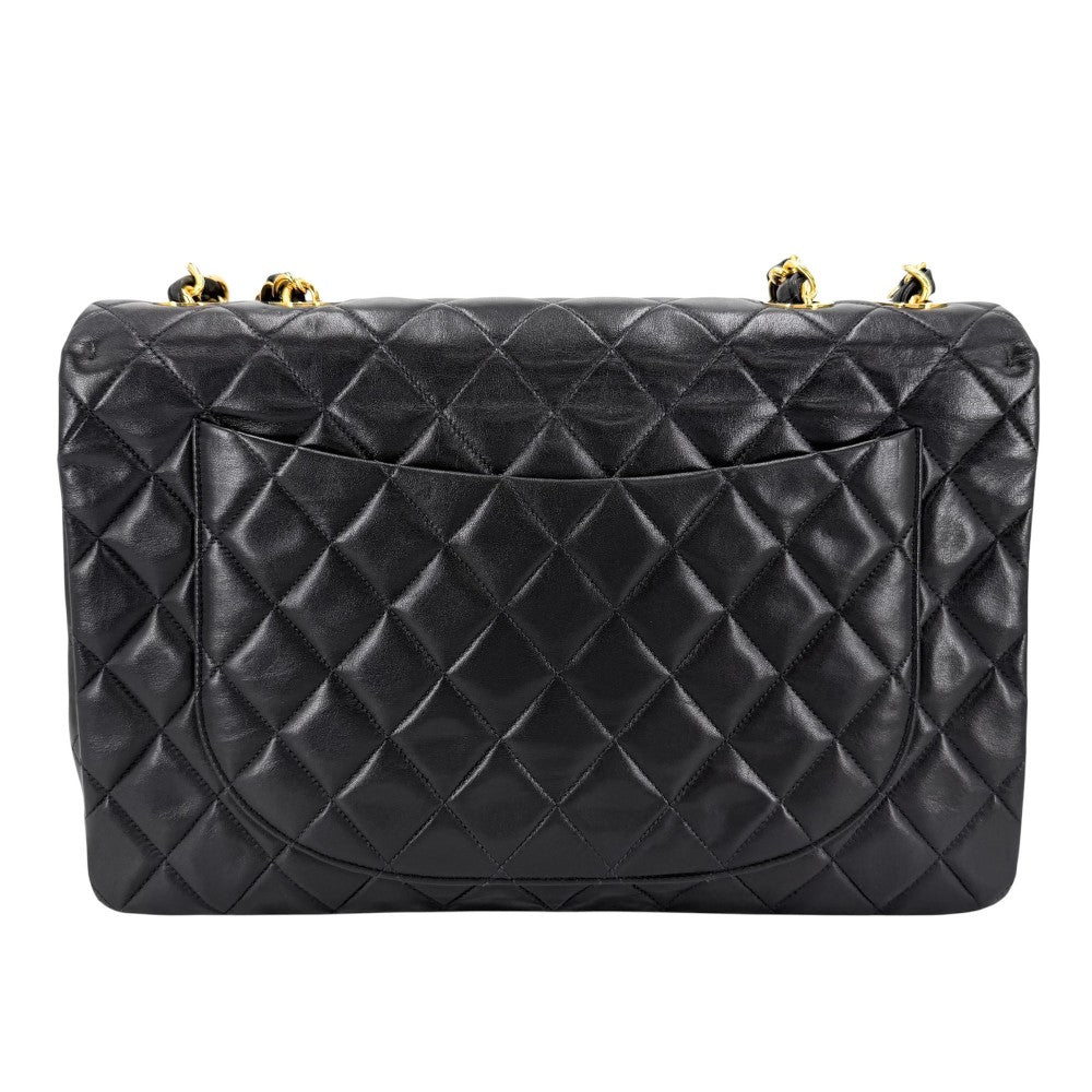 CHANEL シャネル ショルダーバッグ デカマトラッセ34 ココマーク ダブルチェーン ターンロック ラムスキン ブラック 黒 ゴールド金具 レディース【中古品】