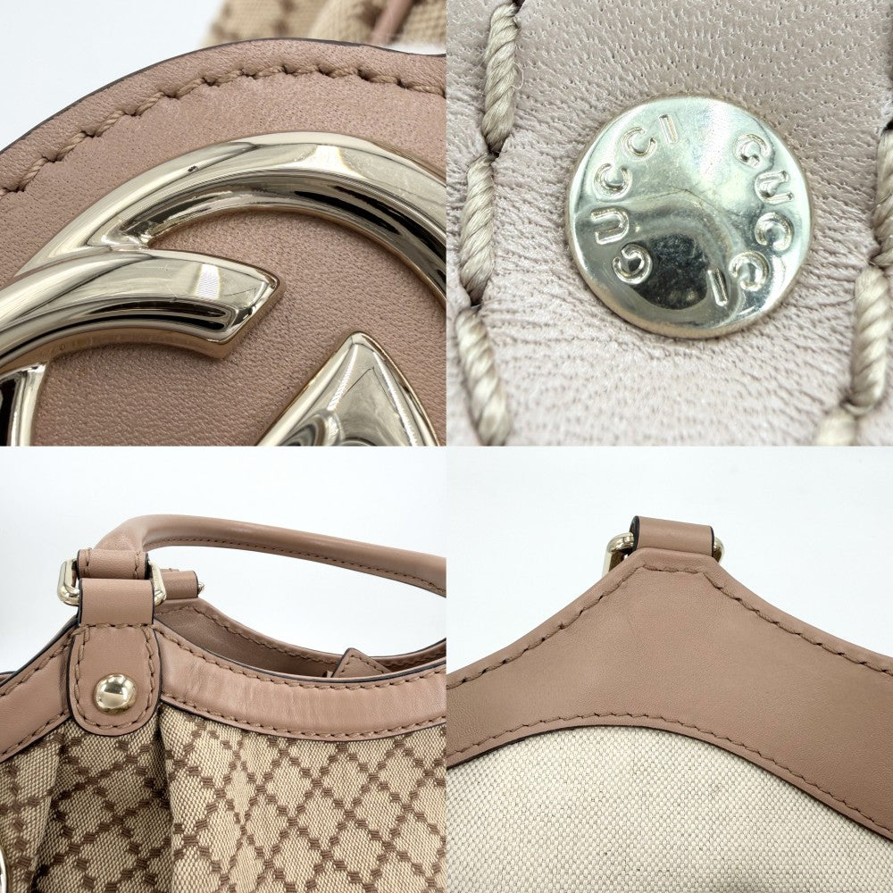 【開店SALE】 GUCCI グッチ ハンドバッグ スーキー トートバッグ 211944 キャンバス レザー ブラウン 茶 ベージュ ゴールド金具 レディース【中古品】