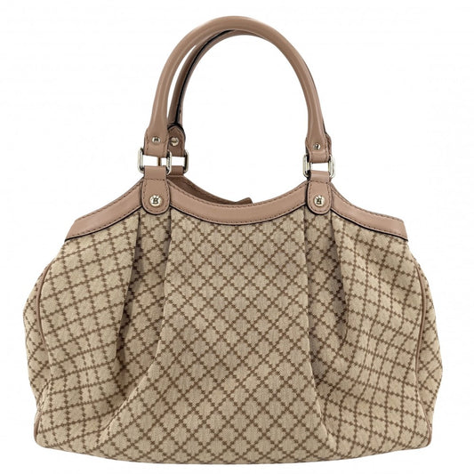 【開店SALE】 GUCCI グッチ ハンドバッグ スーキー トートバッグ 211944 キャンバス レザー ブラウン 茶 ベージュ ゴールド金具 レディース【中古品】