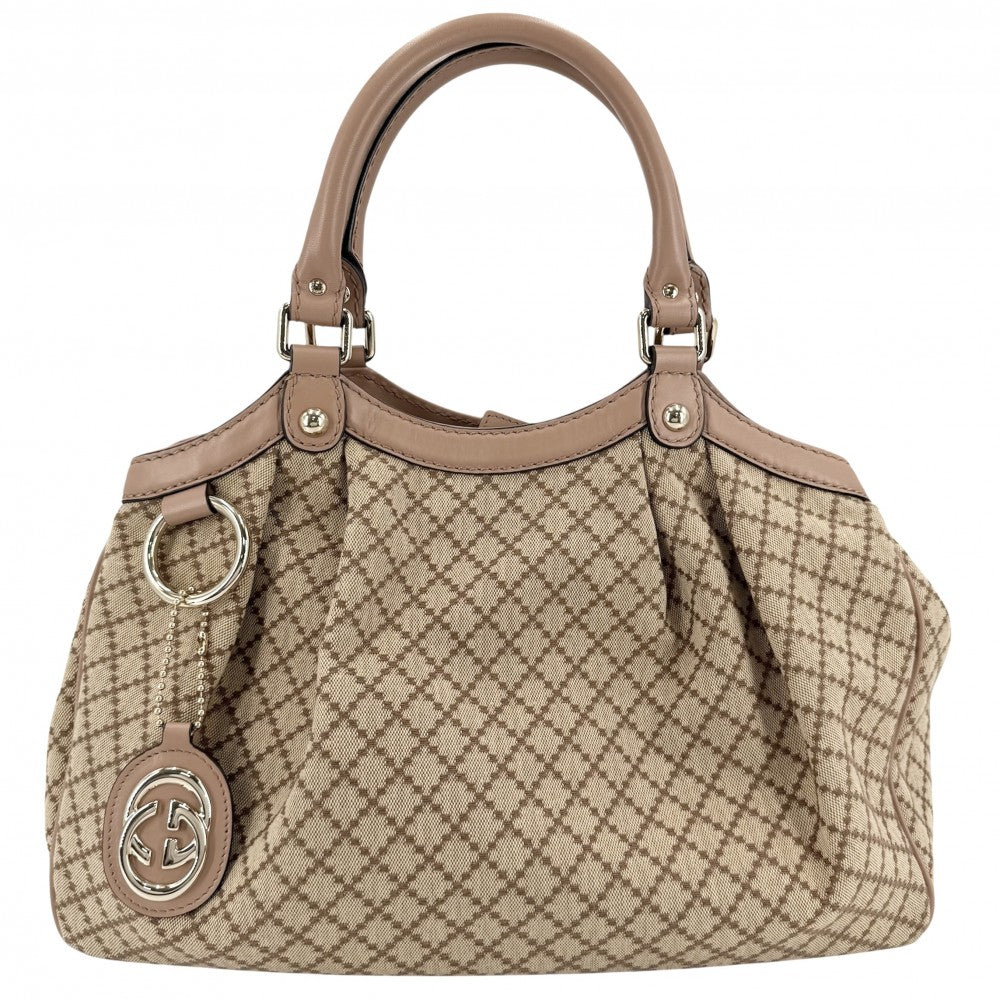 【開店SALE】 GUCCI グッチ ハンドバッグ スーキー トートバッグ 211944 キャンバス レザー ブラウン 茶 ベージュ ゴールド金具 レディース【中古品】