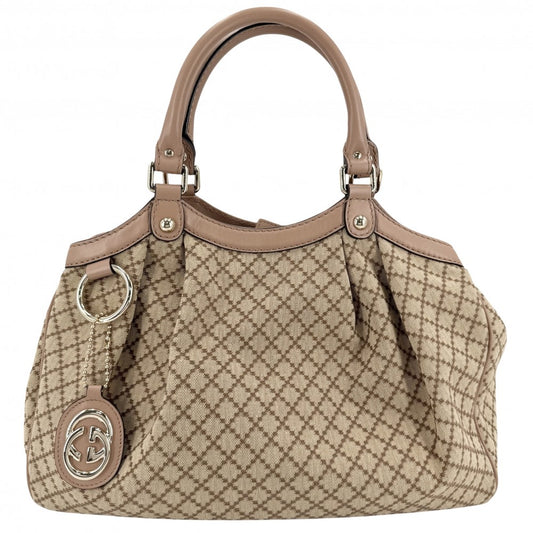 【開店SALE】 GUCCI グッチ ハンドバッグ スーキー トートバッグ 211944 キャンバス レザー ブラウン 茶 ベージュ ゴールド金具 レディース【中古品】