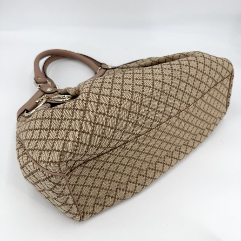 【開店SALE】 GUCCI グッチ ハンドバッグ スーキー トートバッグ 211944 キャンバス レザー ブラウン 茶 ベージュ ゴールド金具 レディース【中古品】