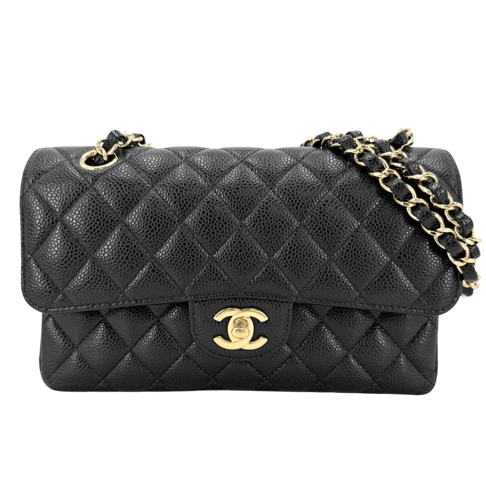 CHANEL シャネル ショルダーバッグ マトラッセ23 ダブルチェーン ダブルフラップ ココマーク ターンロック キャビアスキン ブラック 黒 ゴールド金具 レディース【中古品】