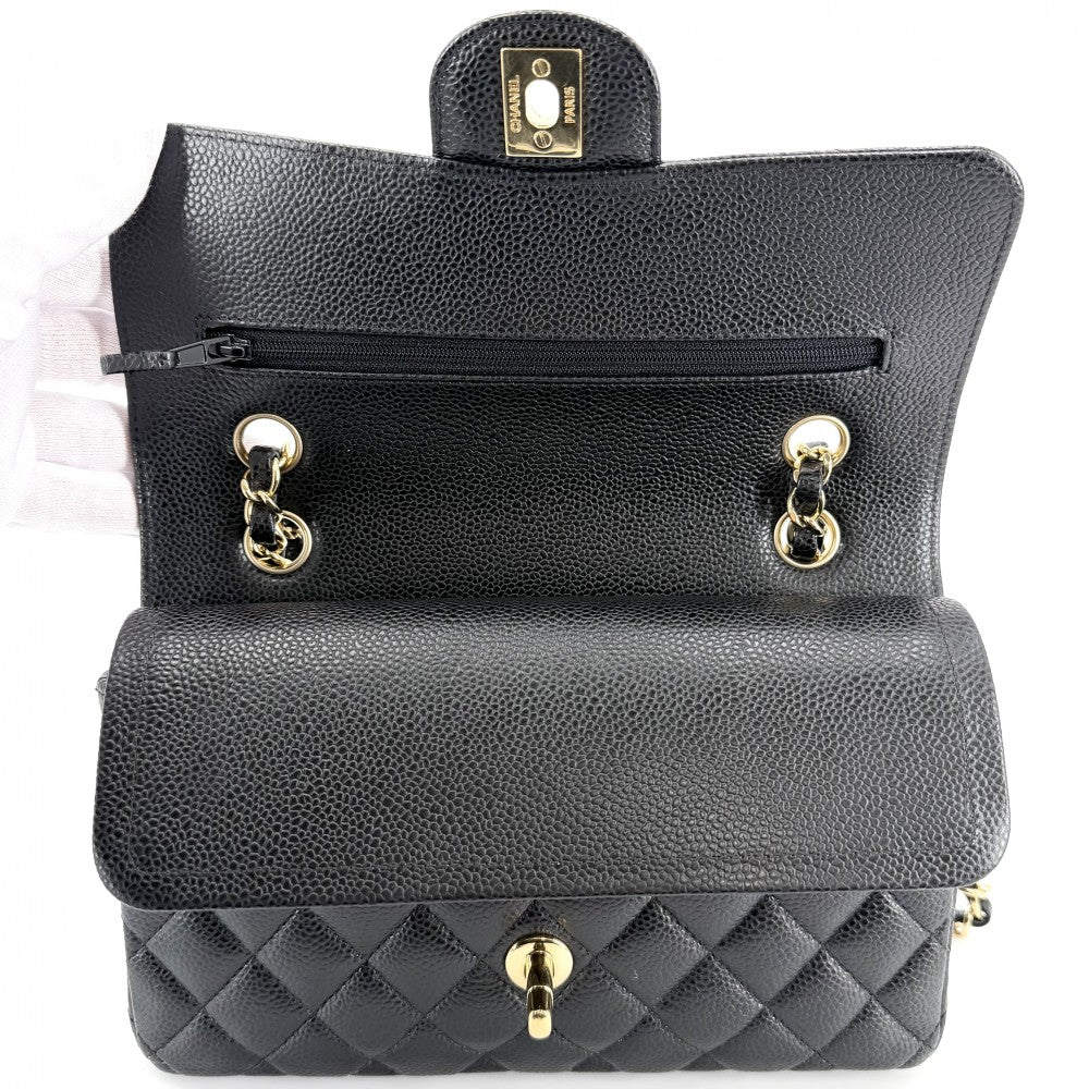 CHANEL シャネル ショルダーバッグ マトラッセ23 ダブルチェーン ダブルフラップ ココマーク ターンロック キャビアスキン ブラック 黒 ゴールド金具 レディース【中古品】