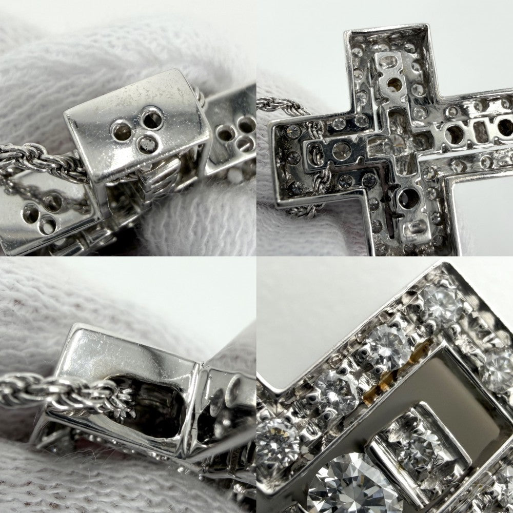 Damiani ダミアーニ ネックレス ベルエポックS ジュエリー アクセサリー メンズ レディース ペンダント クロス Au750 18金 K18ホワイトゴールド ダイヤモンド ユニセックス 約9.7g【中古品】