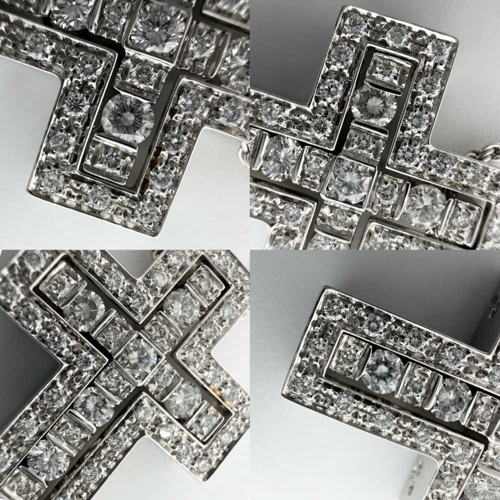 Damiani ダミアーニ ネックレス ベルエポックS ジュエリー アクセサリー メンズ レディース ペンダント クロス Au750 18金 K18ホワイトゴールド ダイヤモンド ユニセックス 約9.7g【中古品】