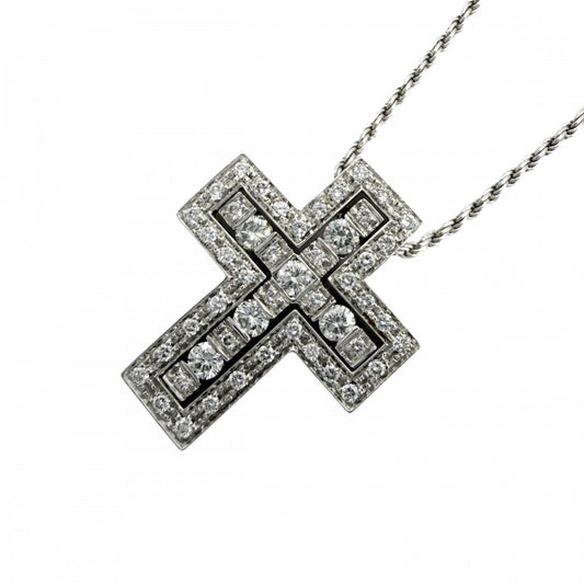 Damiani ダミアーニ ネックレス ベルエポックS ジュエリー アクセサリー メンズ レディース ペンダント クロス Au750 18金 K18ホワイトゴールド ダイヤモンド ユニセックス 約9.7g【中古品】