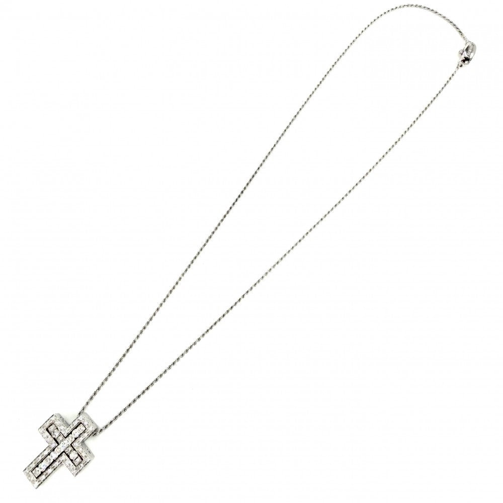 Damiani ダミアーニ ネックレス ベルエポックS ジュエリー アクセサリー メンズ レディース ペンダント クロス Au750 18金 K18ホワイトゴールド ダイヤモンド ユニセックス 約9.7g【中古品】