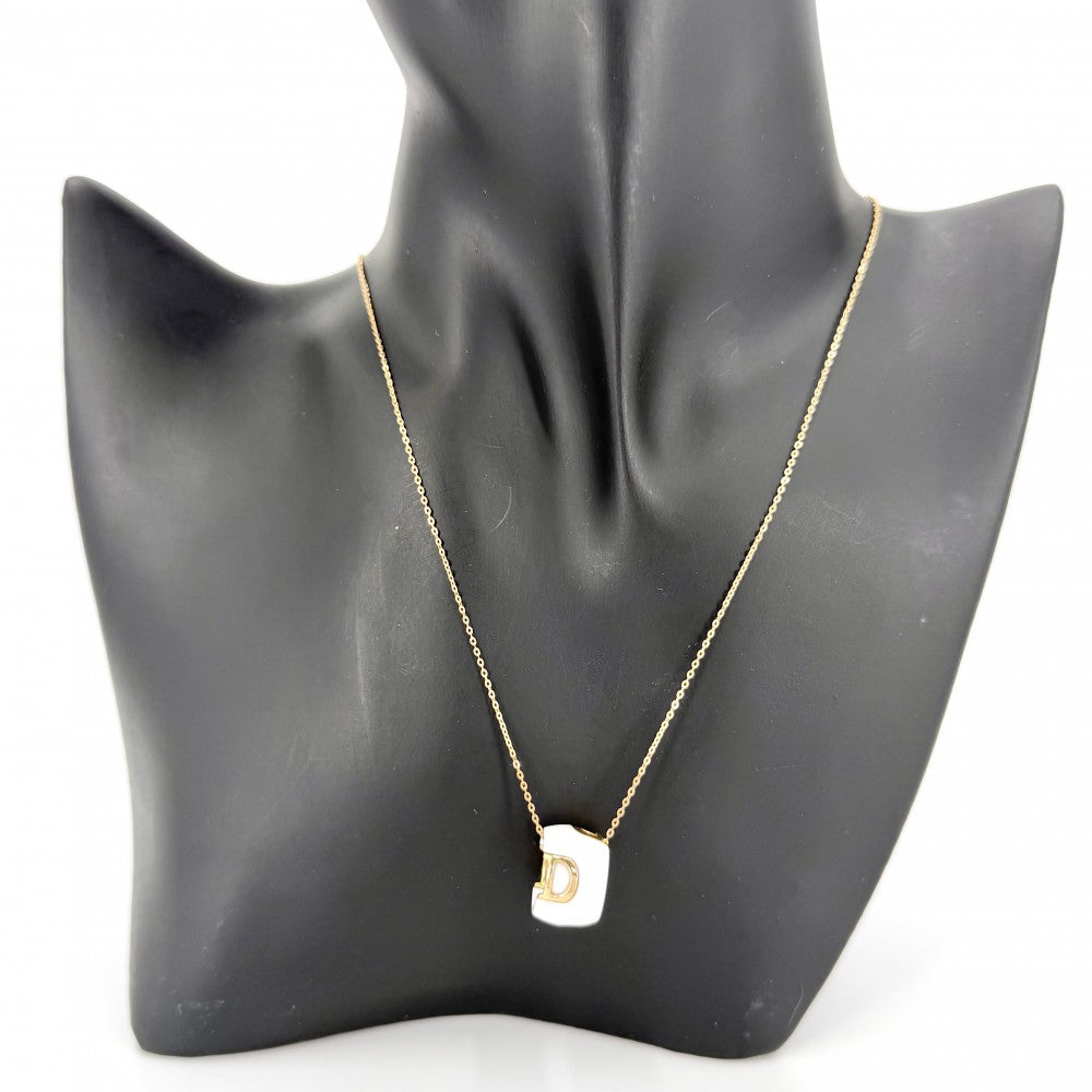 【開店SALE】 Damiani ダミアーニ ネックレス Dアイコン ペンダント ジュエリー アクセサリー Au750 18金PG K18ピンクゴールド セラミック ダイヤモンド 20045905 ホワイト 白 ゴールド金具 レディース 約7.7g【中古品】