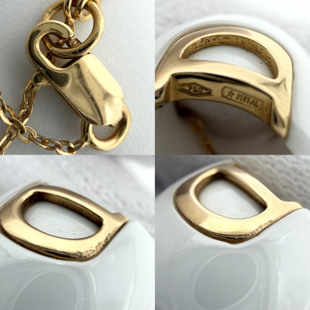 【開店SALE】 Damiani ダミアーニ ネックレス Dアイコン ペンダント ジュエリー アクセサリー Au750 18金PG K18ピンクゴールド セラミック ダイヤモンド 20045905 ホワイト 白 ゴールド金具 レディース 約7.7g【中古品】