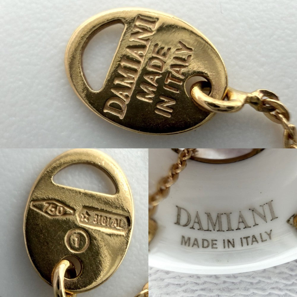 【開店SALE】 Damiani ダミアーニ ネックレス Dアイコン ペンダント ジュエリー アクセサリー Au750 18金PG K18ピンクゴールド セラミック ダイヤモンド 20045905 ホワイト 白 ゴールド金具 レディース 約7.7g【中古品】