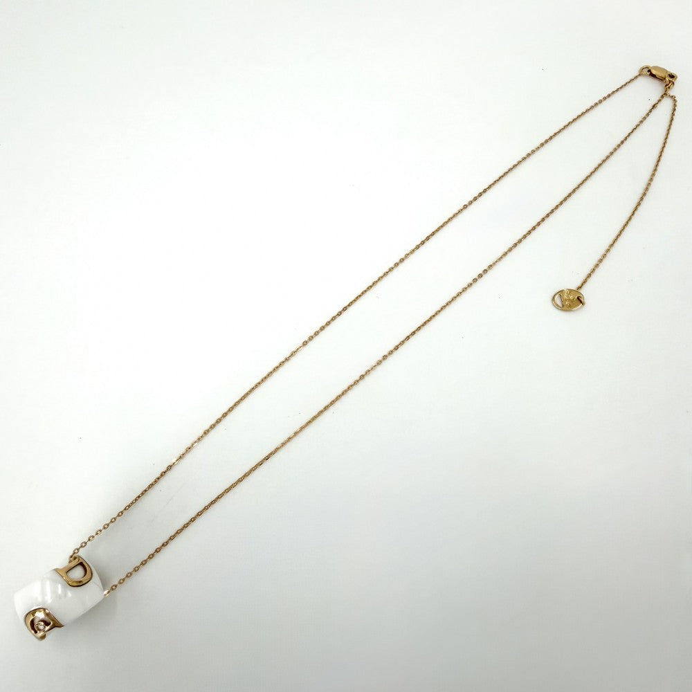 【開店SALE】 Damiani ダミアーニ ネックレス Dアイコン ペンダント ジュエリー アクセサリー Au750 18金PG K18ピンクゴールド セラミック ダイヤモンド 20045905 ホワイト 白 ゴールド金具 レディース 約7.7g【中古品】
