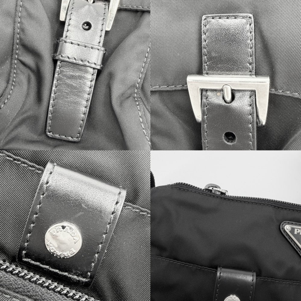 PRADA プラダ ウエストバッグ トライアングルロゴ ウエストポーチ ボディバッグ メンズ レディース BM0011 ナイロン レザー ブラック 黒 シルバー金具 ユニセックス【中古品】