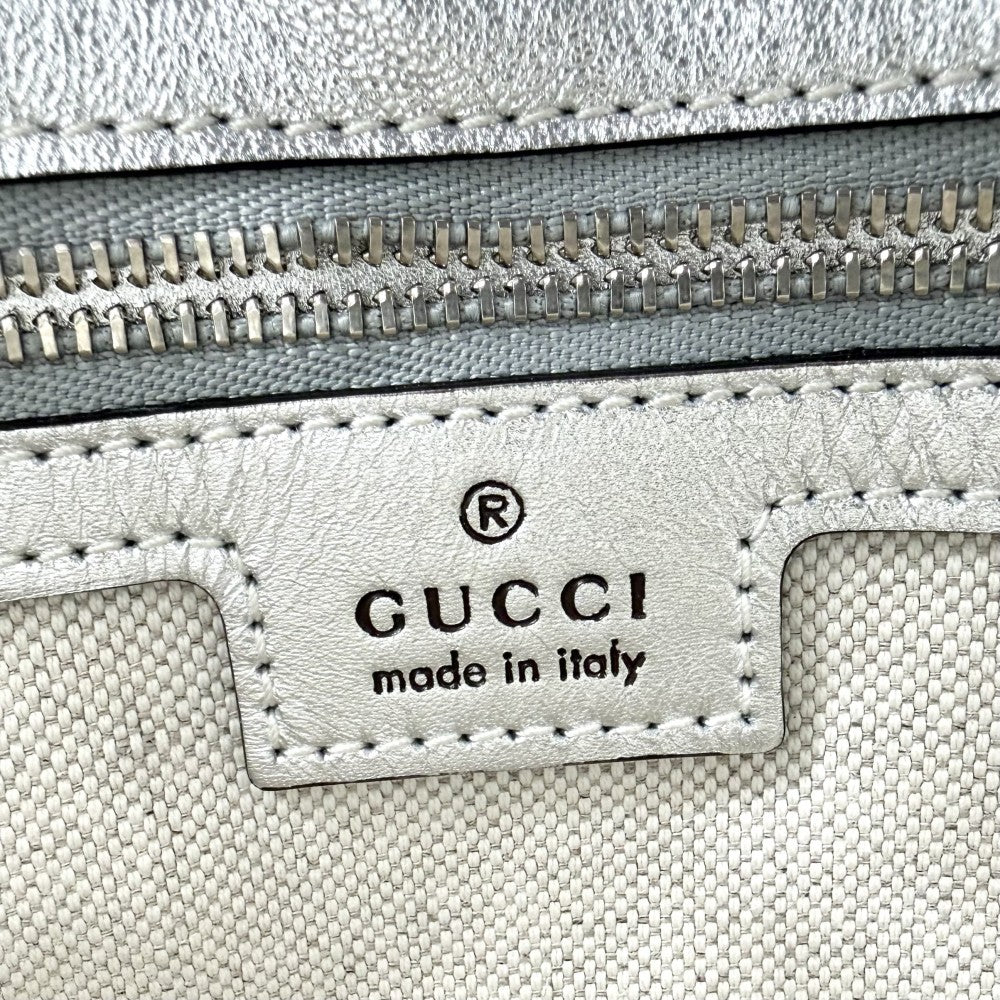 GUCCI グッチ 2WAY ブロンディ スモールトートバッグ チェーンショルダーバッグ ハンドバッグ メタリック 751518 レザー シルバー シルバー金具 レディース【中古品】