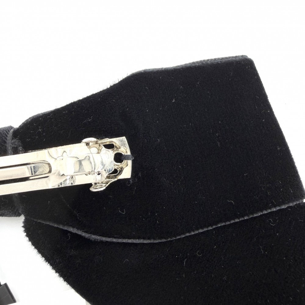 【開店SALE】 CHANEL シャネル ヘアアクセサリー リボン バレッタ 髪飾り ベルベット ココマーク ファッションアイテム ベロア 22B ブラック 黒 シルバー金具 レディース 2022年【中古品】