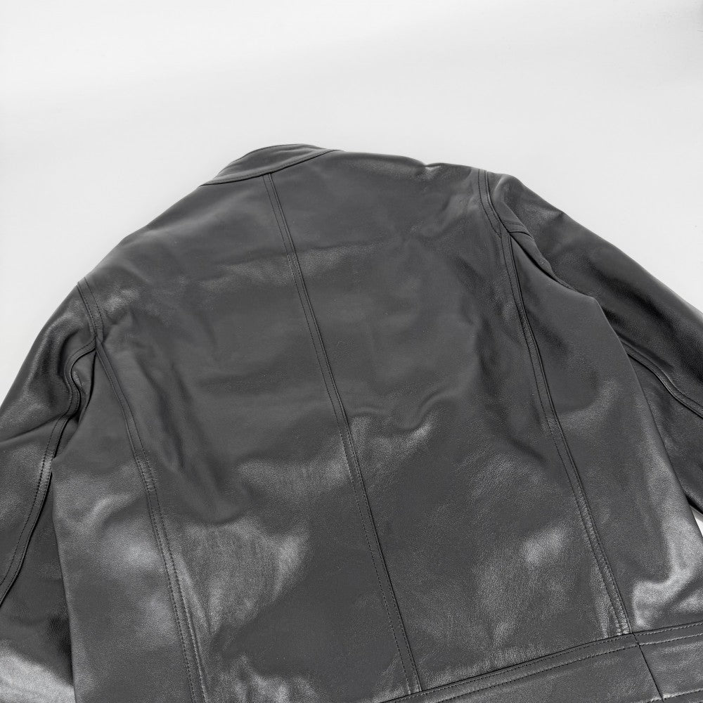 ライダースジャケット エンメティ シングルライダースジャケット ユリ　JURI EMMETI レザージャケット アウター アパレル 服 46 ブラック 黒 ガンメタル金具 春 秋 ラムスキン ポリエステル メンズ【中古品】