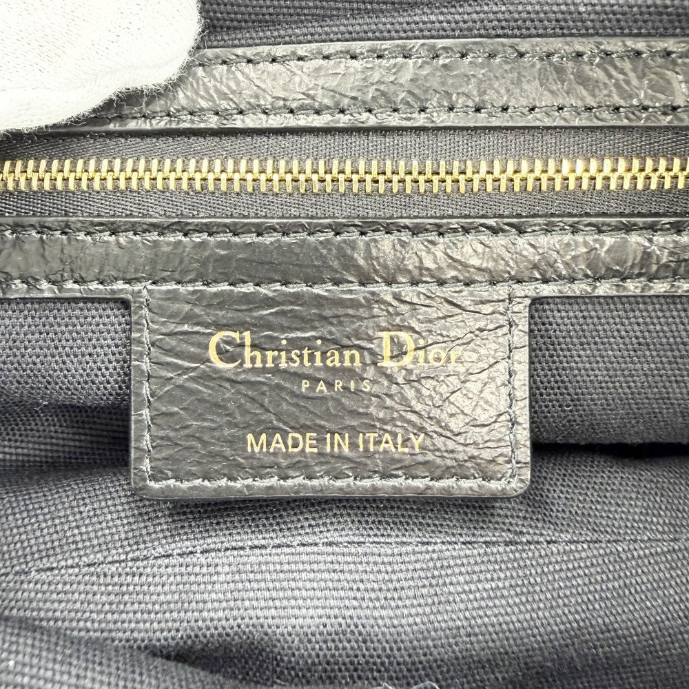 Christian Dior クリスチャンディオール ショルダーバッグ マクロカナージュ D-ジャーニー スモール ホーボーバッグ D-Journey ワンショルダー M2416UNUO_M900 レザー ブラック 黒 ゴールド金具 レディース【中古品】
