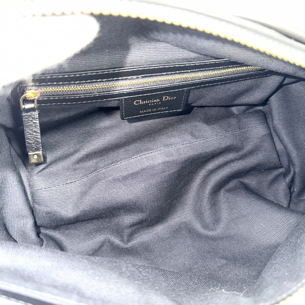 Christian Dior クリスチャンディオール ショルダーバッグ マクロカナージュ D-ジャーニー スモール ホーボーバッグ D-Journey ワンショルダー M2416UNUO_M900 レザー ブラック 黒 ゴールド金具 レディース【中古品】