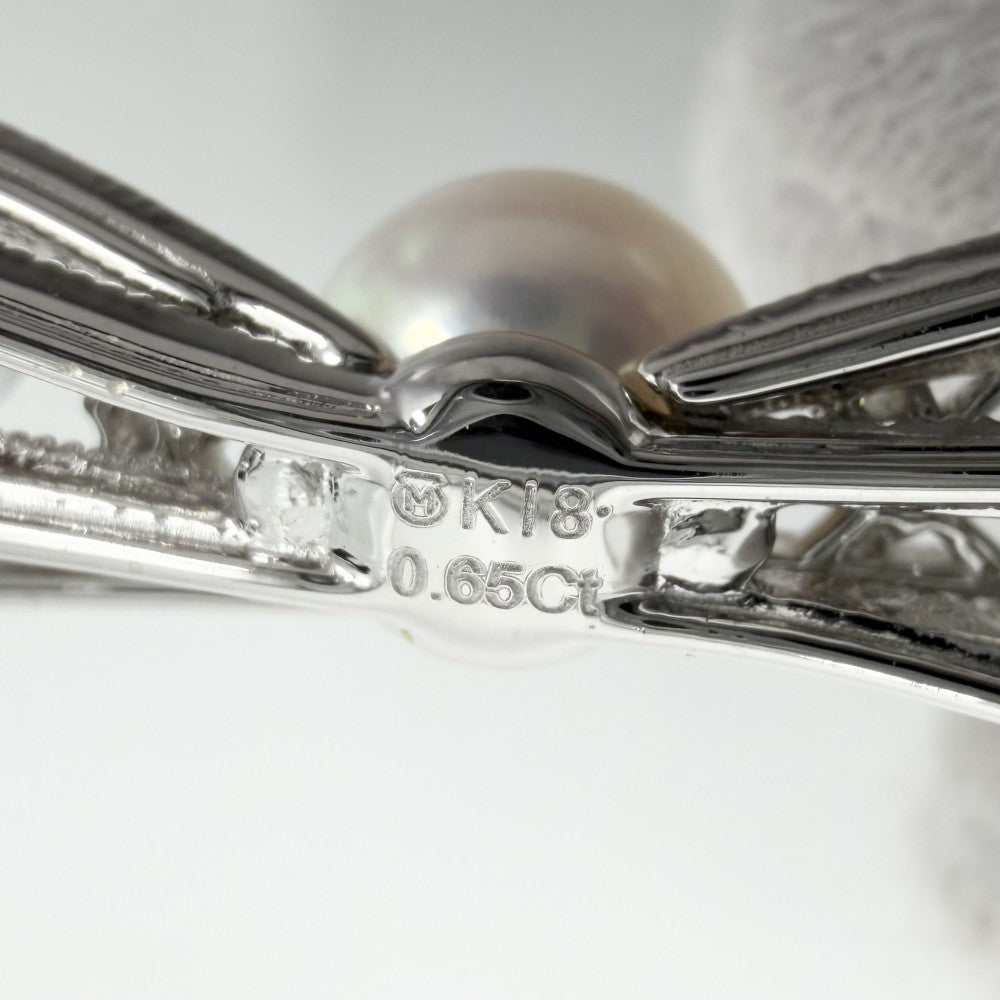 MIKIMOTO ミキモト ブローチ レースリボン アクセサリー ジュエリー フォーマル K18ホワイトゴールド アコヤ真珠 レディース 約10.6g【中古品】