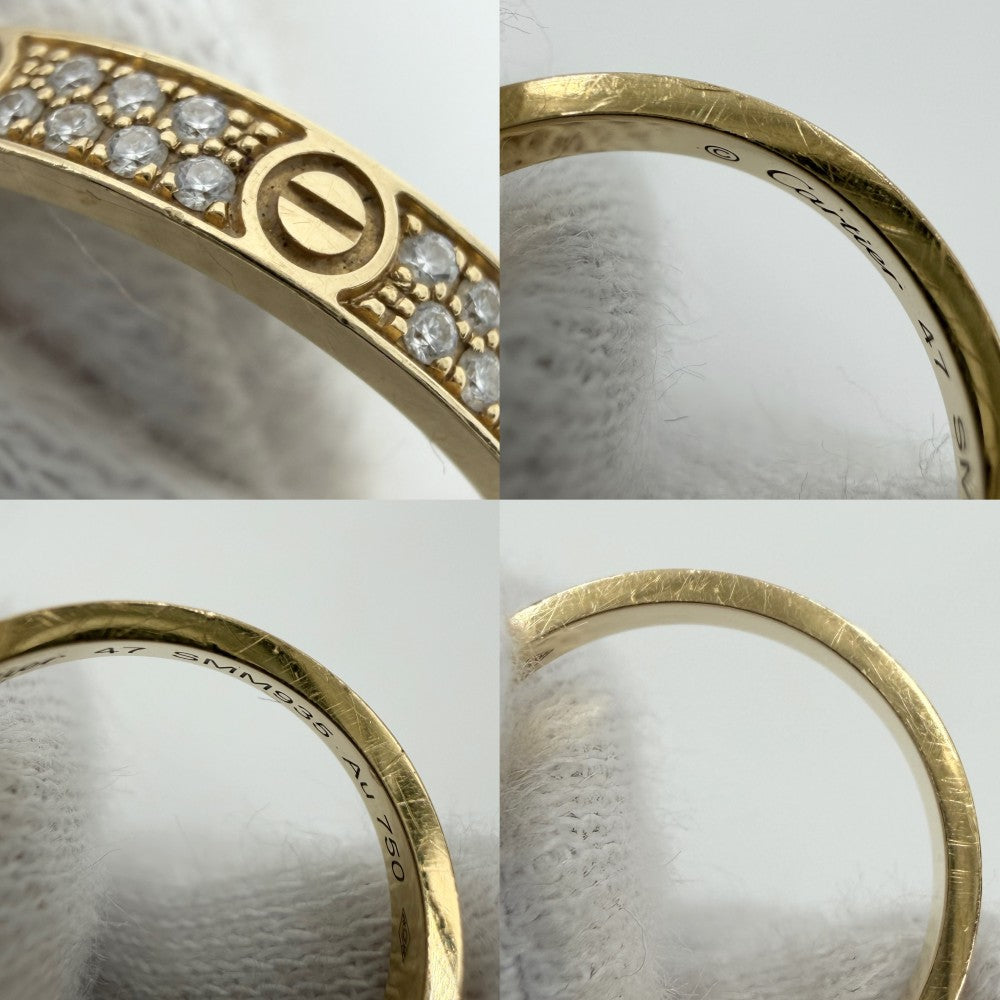 【開店SALE】 CARTIER カルティエ 指輪 ラブリング ミニモデル パヴェ アクセサリー ジュエリー 18金YG Au750 K18イエローゴールド ダイヤモンド計0.19ctct 約7号 B4218100 メンズ 約1.7g【中古品】