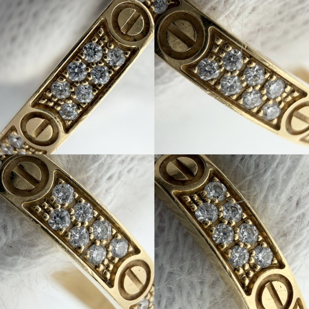 【開店SALE】 CARTIER カルティエ 指輪 ラブリング ミニモデル パヴェ アクセサリー ジュエリー 18金YG Au750 K18イエローゴールド ダイヤモンド計0.19ctct 約7号 B4218100 メンズ 約1.7g【中古品】
