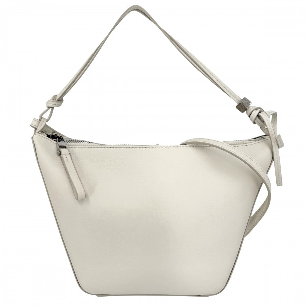 【開店SALE】 LOEWE ロエベ 2WAY アナグラム ハンモック ホーボーバッグミニ ハンドバッグ ショルダーバッグ A538G13X01 レザー ソフトホワイト ゴールド金具 レディース【中古品】