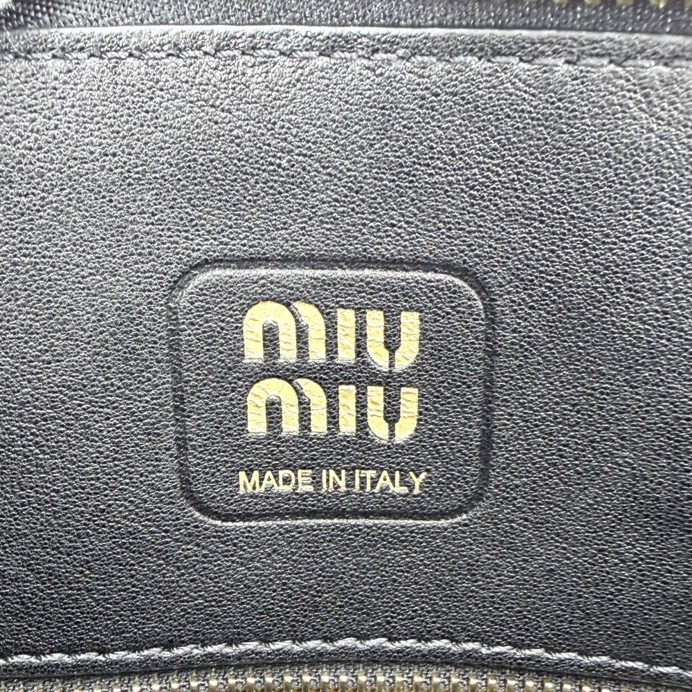 MIUMIU ミュウミュウ 2WAY アバンチュール トップハンドルバッグ ハンドバッグ ショルダーバッグ スモール 5BB169 ナッパレザー ブラック 黒 ゴールド金具 レディース【中古品】
