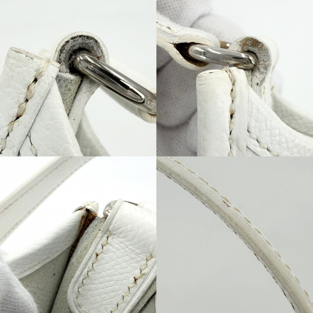 HERMES エルメス ショルダーバッグ エヴリン16 TPM ショート Evelyne □I刻印 レザー ホワイト 白 シルバー金具 レディース 2005年【中古品】
