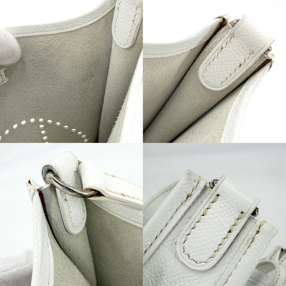 HERMES エルメス ショルダーバッグ エヴリン16 TPM ショート Evelyne □I刻印 レザー ホワイト 白 シルバー金具 レディース 2005年【中古品】