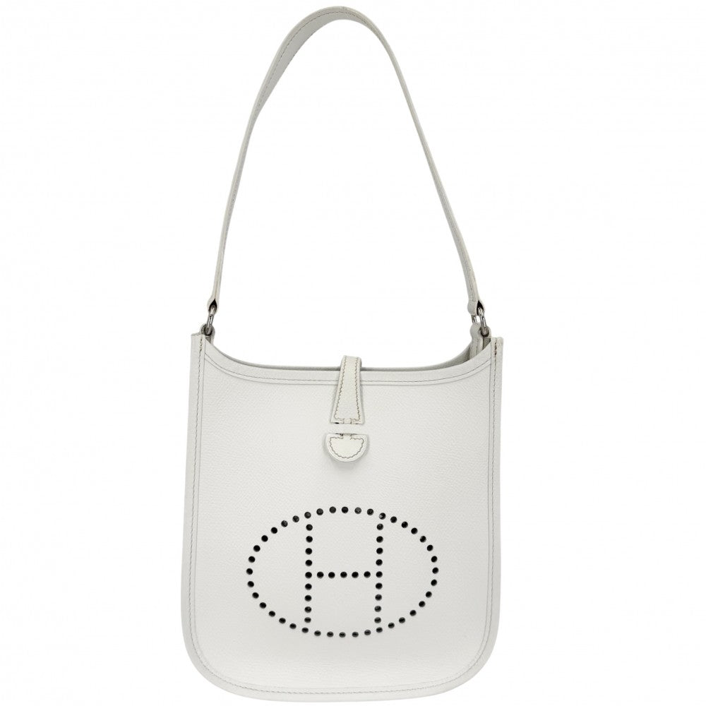HERMES エルメス ショルダーバッグ エヴリン16 TPM ショート Evelyne □I刻印 レザー ホワイト 白 シルバー金具 レディース 2005年【中古品】