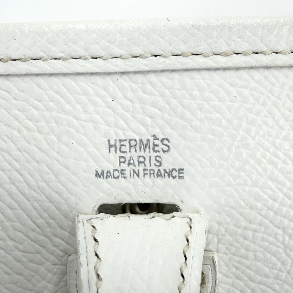 HERMES エルメス ショルダーバッグ エヴリン16 TPM ショート Evelyne □I刻印 レザー ホワイト 白 シルバー金具 レディース 2005年【中古品】