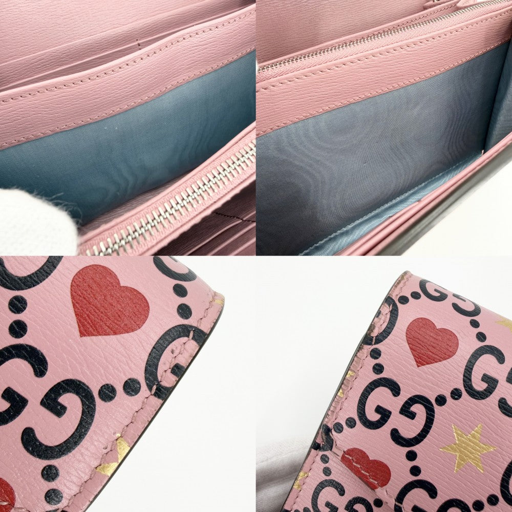 GUCCI グッチ ショルダーバッグ ディオニュソス タイガーヘッド ハート チェーンショルダー スター 401231 レザー ピンク レッド 赤 シルバー金具 レディース【中古品】