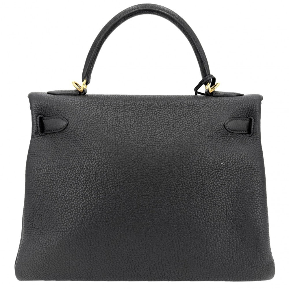 HERMES エルメス 2WAY ケリー32 ハンドバッグ ショルダーバッグ 内縫い C刻印 レザー ブラック 黒 ゴールド金具 レディース 2018年【中古品】