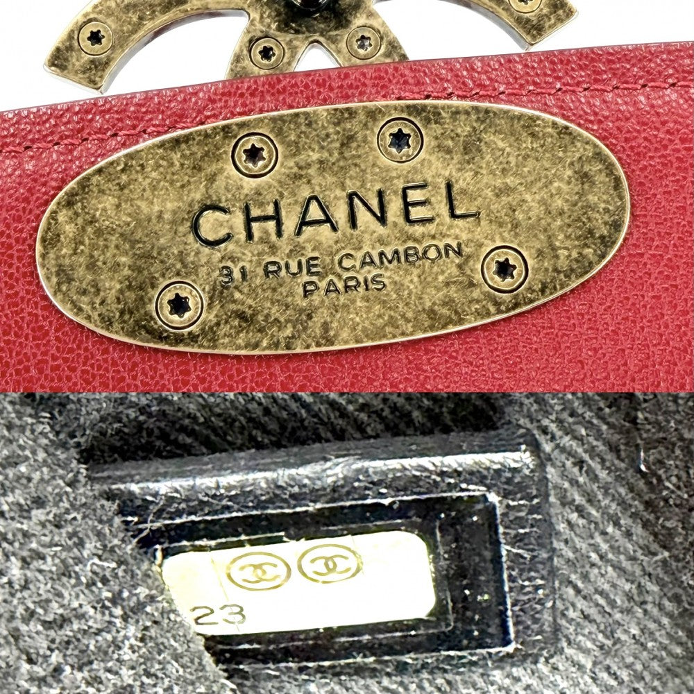 【開店SALE】 CHANEL シャネル 2WAY マトラッセ ココカーブ ショルダーバッグ ハンドバッグ ココマーク レザー レッド 赤 ゴールド金具 レディース【中古品】
