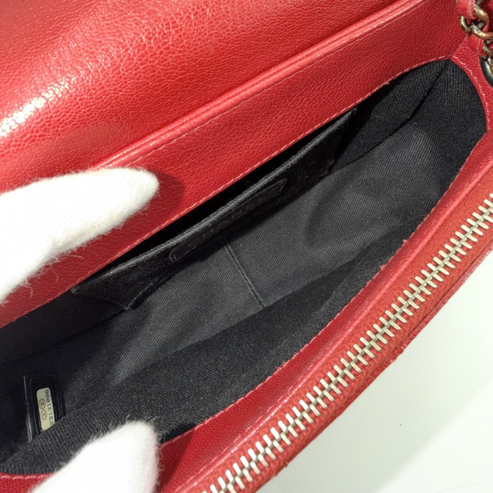 【開店SALE】 CHANEL シャネル 2WAY マトラッセ ココカーブ ショルダーバッグ ハンドバッグ ココマーク レザー レッド 赤 ゴールド金具 レディース【中古品】