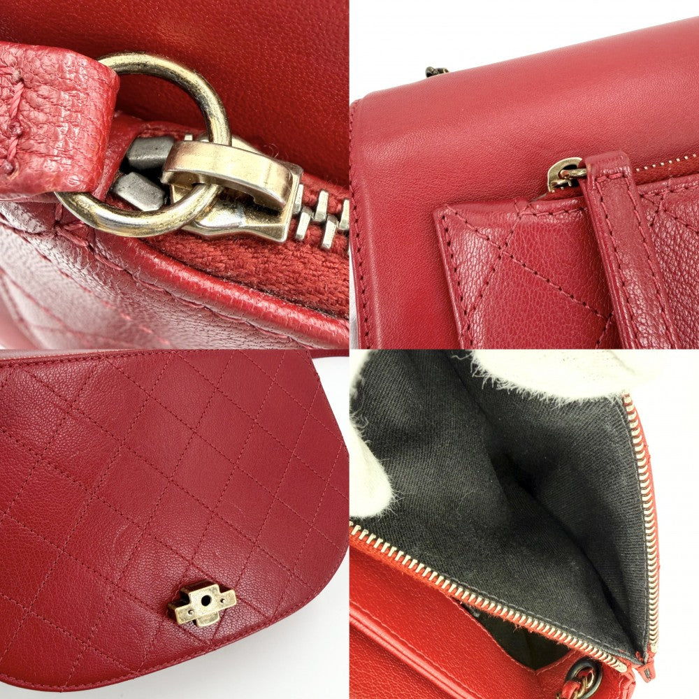 【開店SALE】 CHANEL シャネル 2WAY マトラッセ ココカーブ ショルダーバッグ ハンドバッグ ココマーク レザー レッド 赤 ゴールド金具 レディース【中古品】