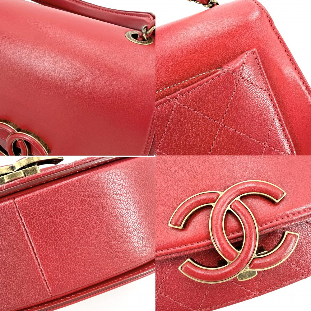 【開店SALE】 CHANEL シャネル 2WAY マトラッセ ココカーブ ショルダーバッグ ハンドバッグ ココマーク レザー レッド 赤 ゴールド金具 レディース【中古品】