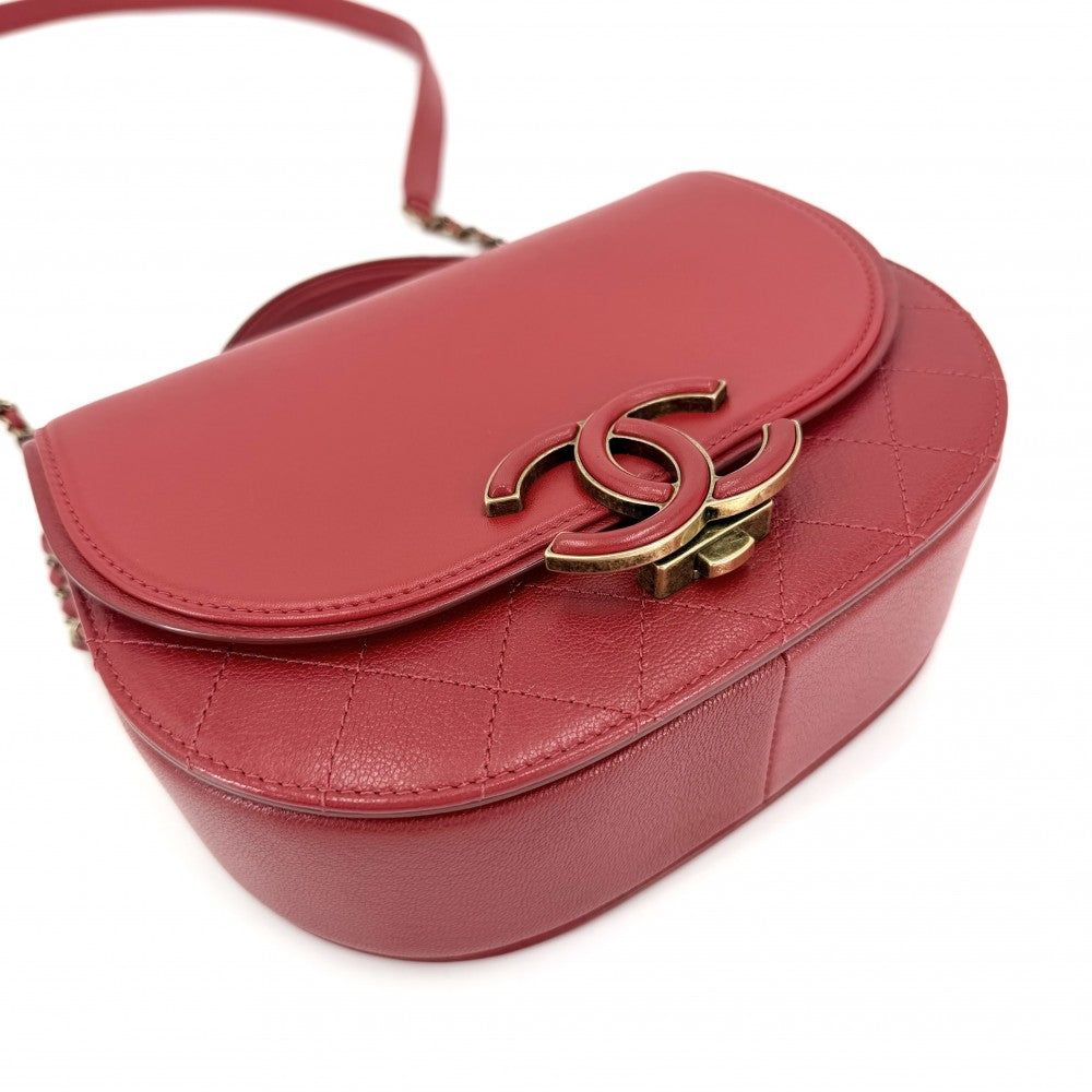 【開店SALE】 CHANEL シャネル 2WAY マトラッセ ココカーブ ショルダーバッグ ハンドバッグ ココマーク レザー レッド 赤 ゴールド金具 レディース【中古品】