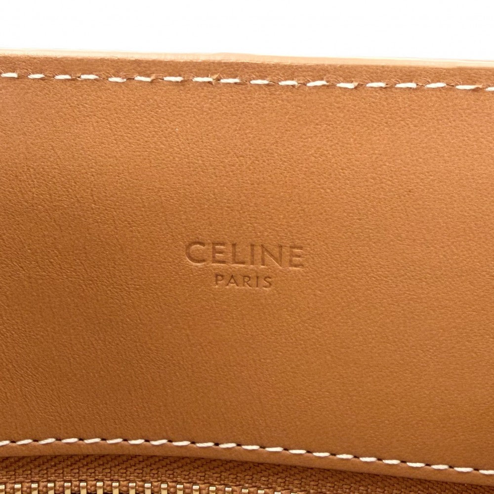 CELINE セリーヌ 2WAY スモール バーティカルカバ ショルダーバッグ トートバッグ ハンドバッグ 192082BNZ.02NT キャンバス レザー アイボリー ブラウン 茶 ゴールド金具 レディース【中古品】